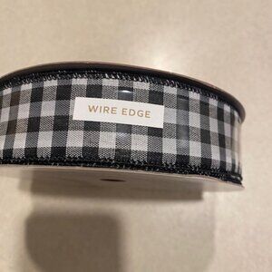 Black White Buffalo Plaid wired ribbon 1.5" x 33.33 yds for Craft Bows NEW